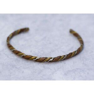 7 inch, Vintage Cuff Copper Brass Silver Tone Cuff Bracelet | CD1